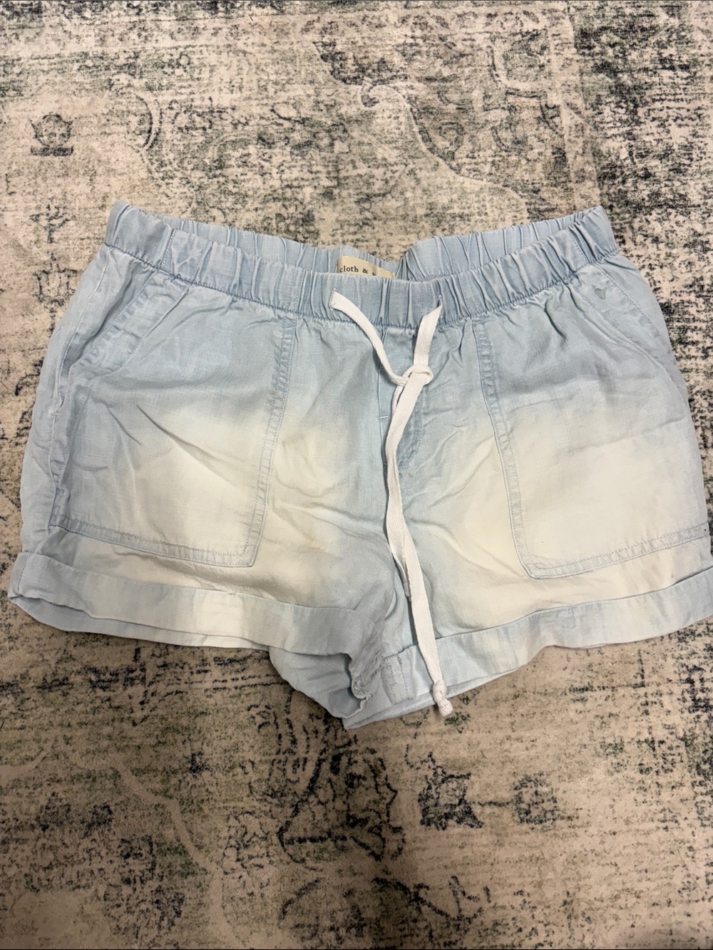 cloth & stone Light Blue Ombre Drawstring Athletic Shorts